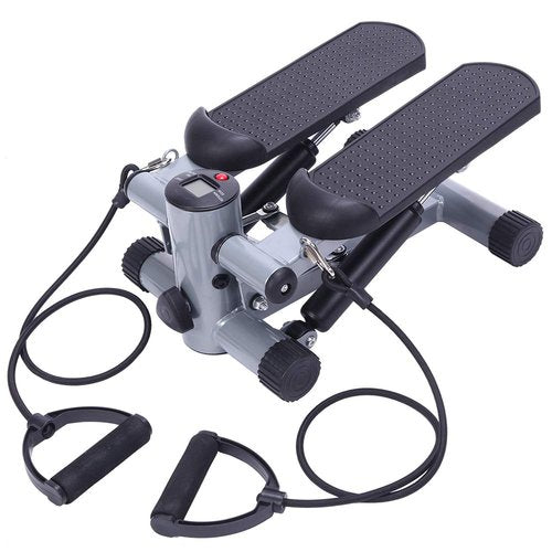 UDeuxff Mini Stair Stepper with Resistance Bands, Hydraulic Exercise Stepper for Home Fitness, 220LBS Capacity, LCD Monitor for Workout Tracking