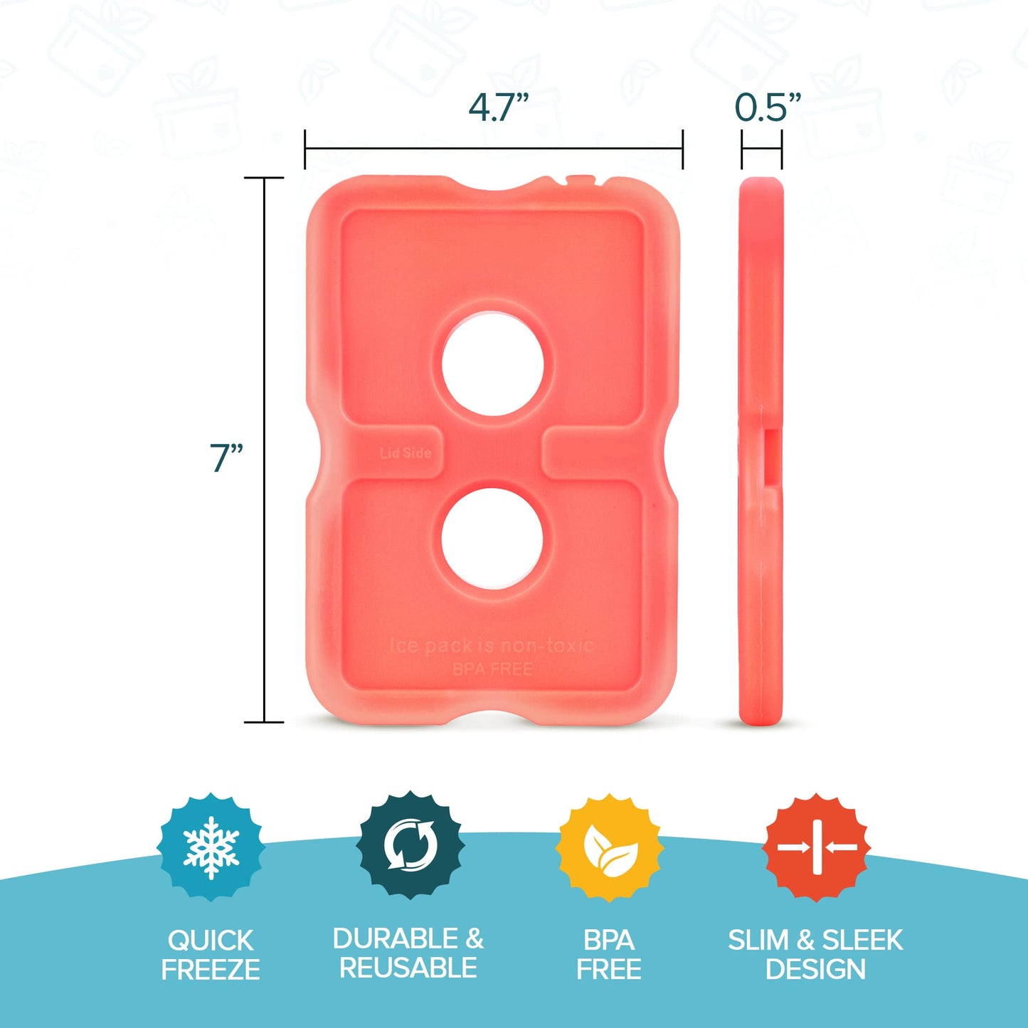 Healthy Packers Reusable Ice Packs for Lunch Bags and Coolers (Set of 4) - Slim & Long Lasting Freezer Packs for Lunch Box - Ideal Cool Pack for Lunchbox, Cooler, Cooler Bag (Red)