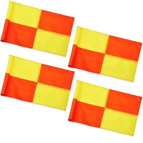 Juexica 4 Pcs Replacement Soccer Corner Flags Referee Flags Portable Big Square Playing Field Corner Banner for Soccer Football Track Volleyball Training Match Accessories (Red, Yellow)