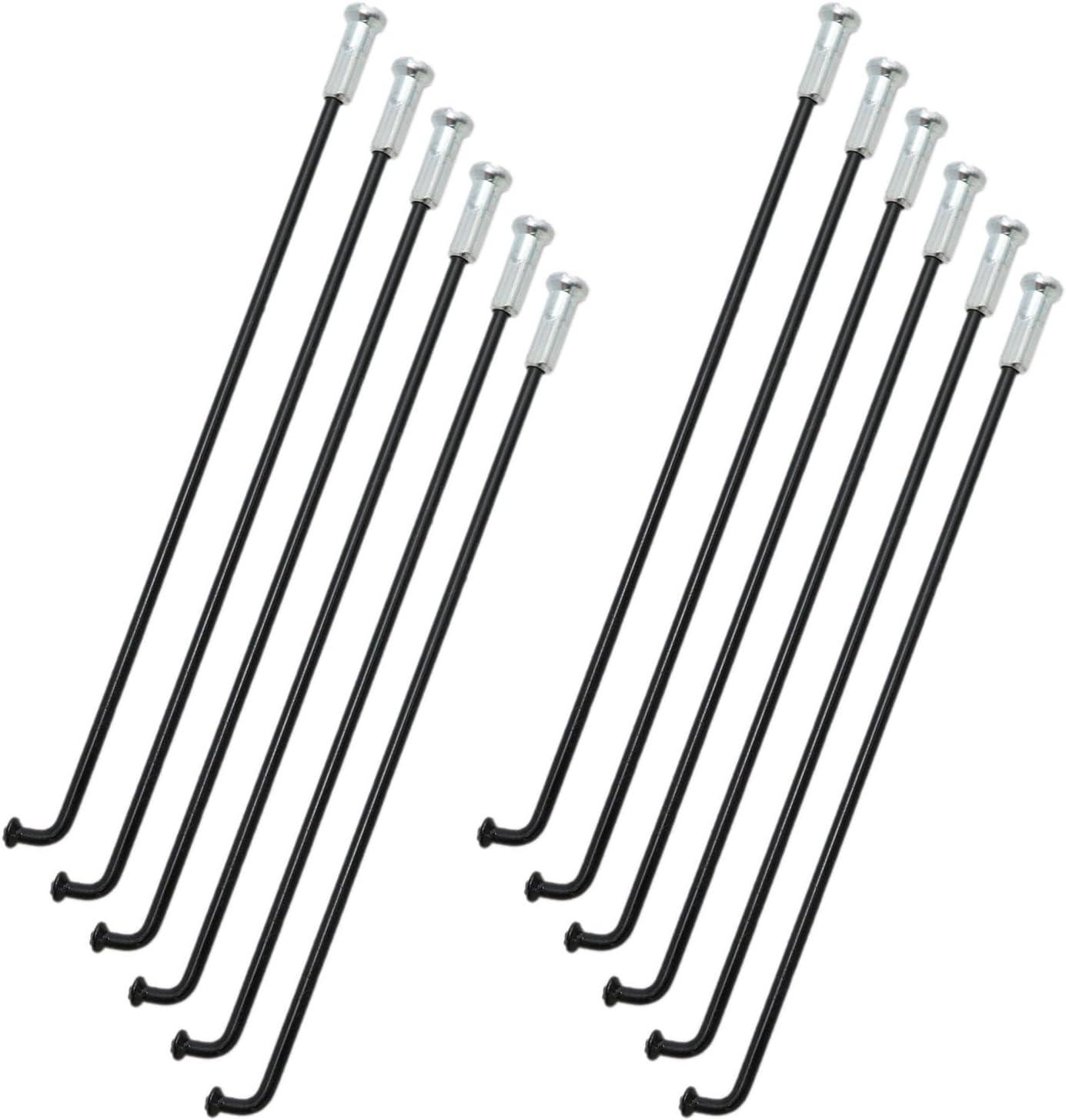 131 mm /5.16 Inch Stainless Steel Spoke Bike Spokes Bicycle Spokes 12G Spoke Black Bike Spokes Mountain/Road Bikes with 16mm Spoke Caps 12PCS