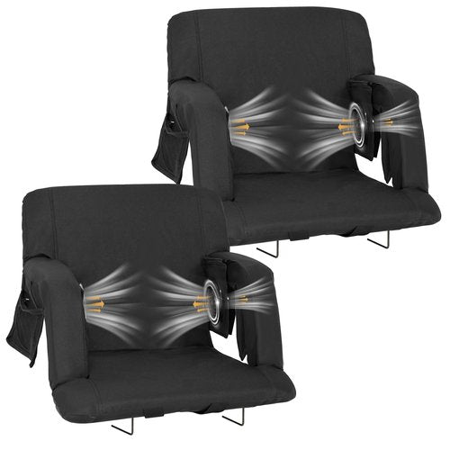 Begonia.K Cooling Fan Stadium Seat for Bleacher with Back Support, Portable and Lightweight Cooling Bleacher Seat with Backrest, 5 Reclining Positions, 5 Levels of Wind for Outdoor Sports Camping