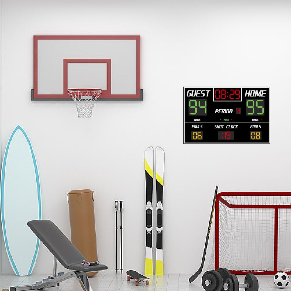 SUPERDANT Basketball Scoreboard Wall Stickers Self Adhesive Decals Basketball Scoreboard Wall Decor Vinyl Art Mural Decals Waterproof Decoration for Kids Room Home Living Room Bedroom 34.1x22.5in