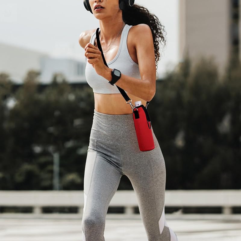 Bottled Water Carrier Sleeve with Strap for Smartwater 16.9/20 oz - Red