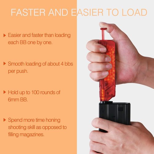 Airsoft Speed Loader Applicable to 6mm BBS 100 Rounds, Quick Reload - Red,2 Pack