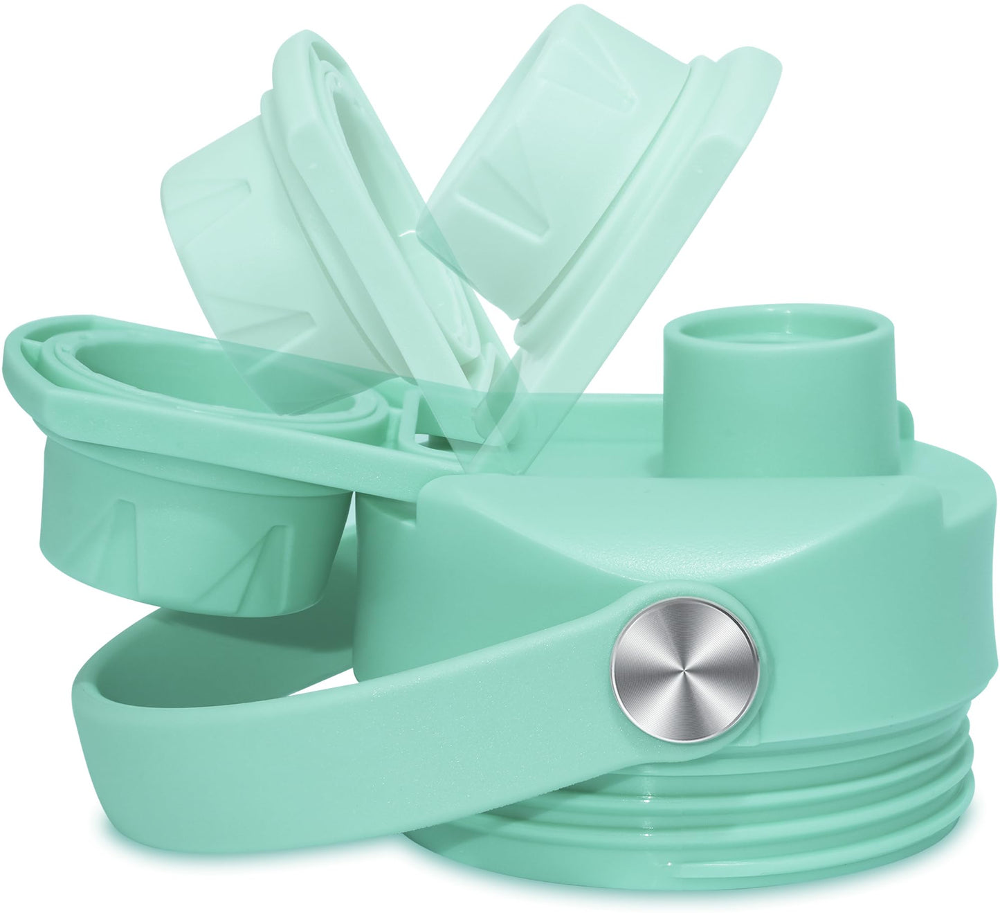 Chug Cap for YETI Rambler Lid Replacement - 12 18 26 36 64 oz and Jr. 12 oz Kids Bottle, Flex Handle Spout Top for YETI Straw Lid Accessories, Cap Top Removable Gasket Easy to Clean, BPA free -Seafoam