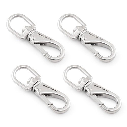 SHONAN Stainless Steel Flag Clips for Flagpole Rope- 4 Pack 3.5 Inch Swivel Snap Hook Flag Pole Clips, Diving Clips Spring Hooks for Dog leashes, Keychains, Boat Ropes, Bird Feeders