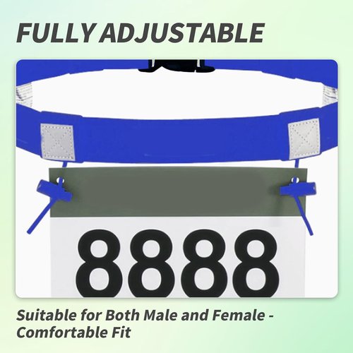 Stretch Fit Triathlon Number Belt No Pins Needed Comfortable Running Race Belt with Bib Holder for Marathon & More Blue