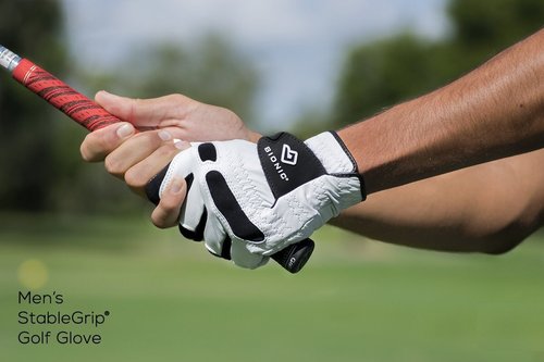 Bionic Gloves –Men’s StableGrip Golf Glove W/Patented Natural Fit Technology Made from Long Lasting, Durable Genuine Cabretta Leather, White, Large