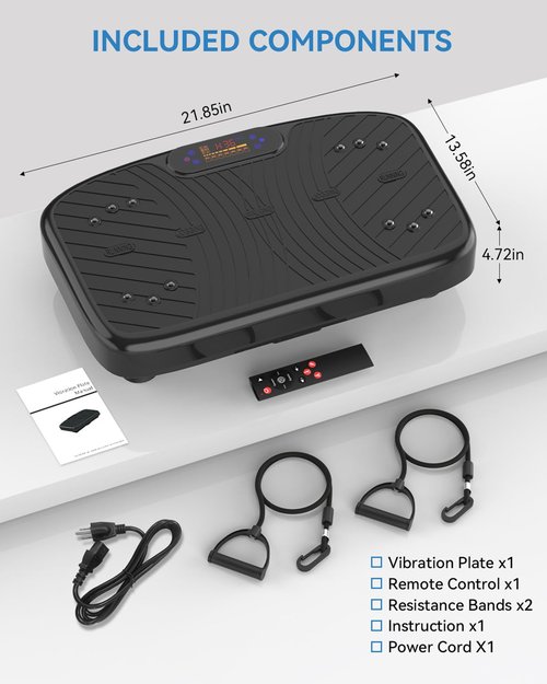 Vibration Plate Exercise Machine, Vibration Plate Platform for Lymphatic Drainage, 200 Adjustable Speeds Power Shaping Vibrating Plate Helps Weight Loss, Shaping, Max Weight 450 Lbs(Black)