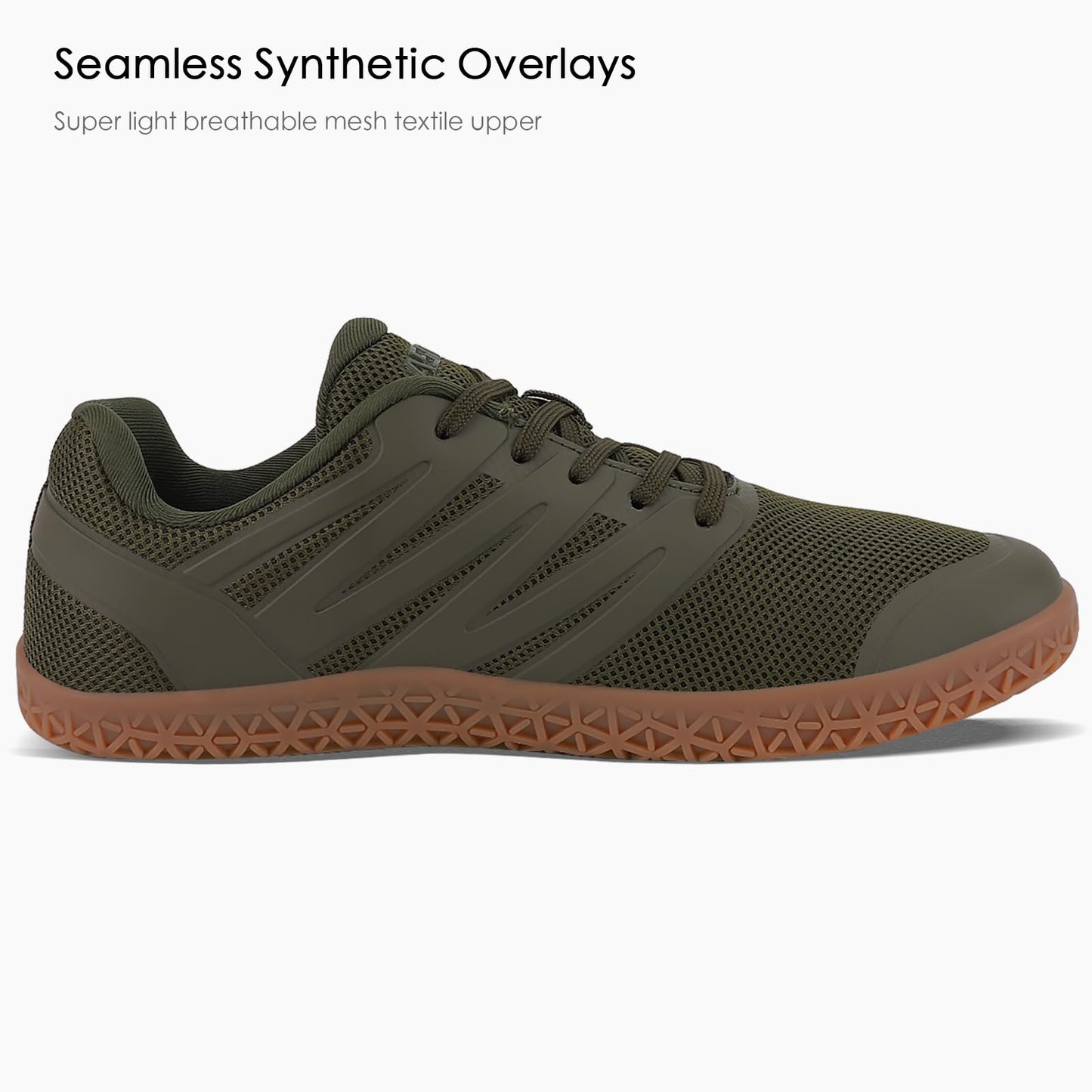 ASITVO Wide Men's Barefoot Zero Drop Sole Minimalist Width Toe Box Walking Shoes Sneakers Size 11 TPU No-Sew Upper Cross-Trainer Trail-Running Shoes Army Green 45