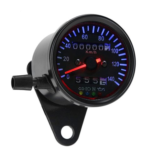 KIMISS LED Backlight 12 V Motorcycle Dual Odometer Speedometer Gauge Kit Cafe Racer + Odometer Gauge Universal Motorcycle Odometer LED Odometer Gauge Motorcycle Odometer Gauge LED Ba