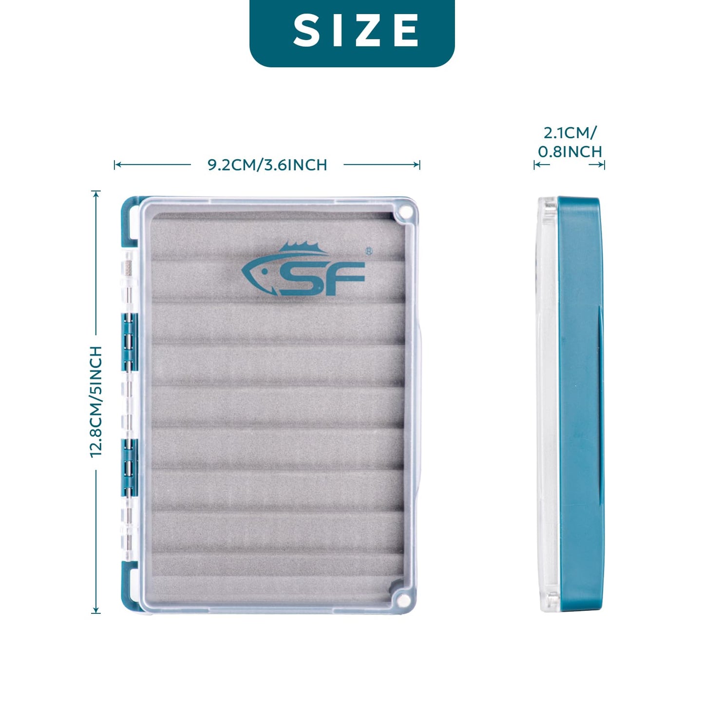 SF Fly Fishing Box Magnetic Closure Ripple Foam Polycarbonate Material Clear Lid Trout Flies Fly Box, Small