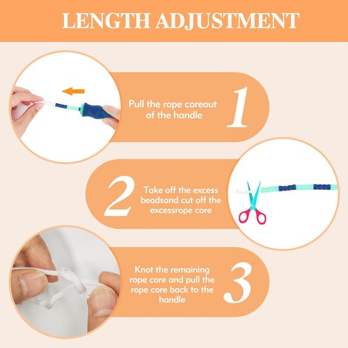 Beaded Jump Rope for Kids, Durable Shatterproof Skipping Rope, Adjustable Jump Ropes for 4 5 6 7 8 9 10 11 12