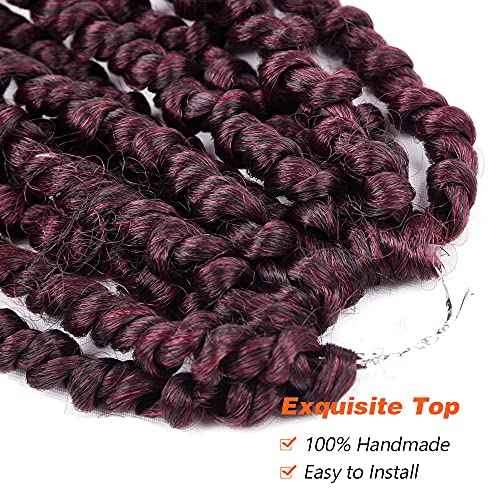 Passion Twist Crochet Hair 18inch 6packs Pre-Twisted Synthetic Long Curls 12 Roots Braiding Hair Extensions For Women (18 inch, TBUG)