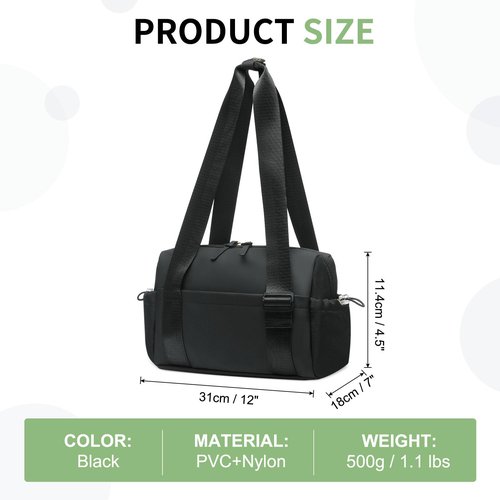 SUIKIHUM Mini Gym Tote Bag for Women Girls, Cute Fitness Gym Bag W/Wet Compartment Waterproof for Yoga Travel Workout Sport Bag, Black