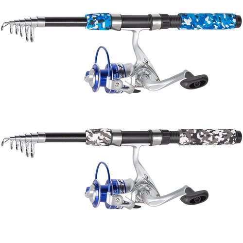 Tripquips Fishing Pole Combo, 6.9ft Telescopic Rods Set, Collapsible Fishing Rods 2PCS Spinning Reel Set with Carrier Bag Freshwater Fishing Rod and Reel Combos Kits