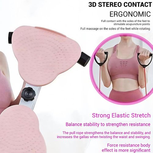 Flexforge Pilates Twister - Women's Waist Twister, Vertical Core Trainer, Abdominal Slimming, 300-lb Weight-Bearing, Quiet Balance Board, Suitable for Home Gym Exercises (Pink)