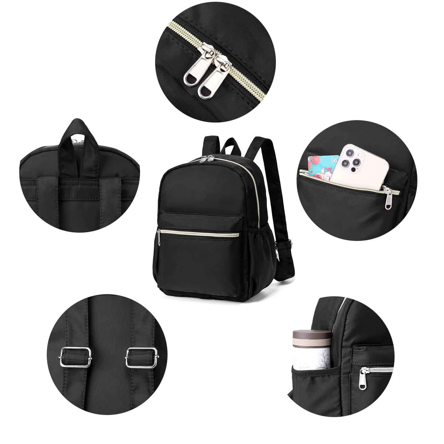 YiXiamo Cute mini tiny small lightweight water repellent pack bag backpack for grils children and adult (black)