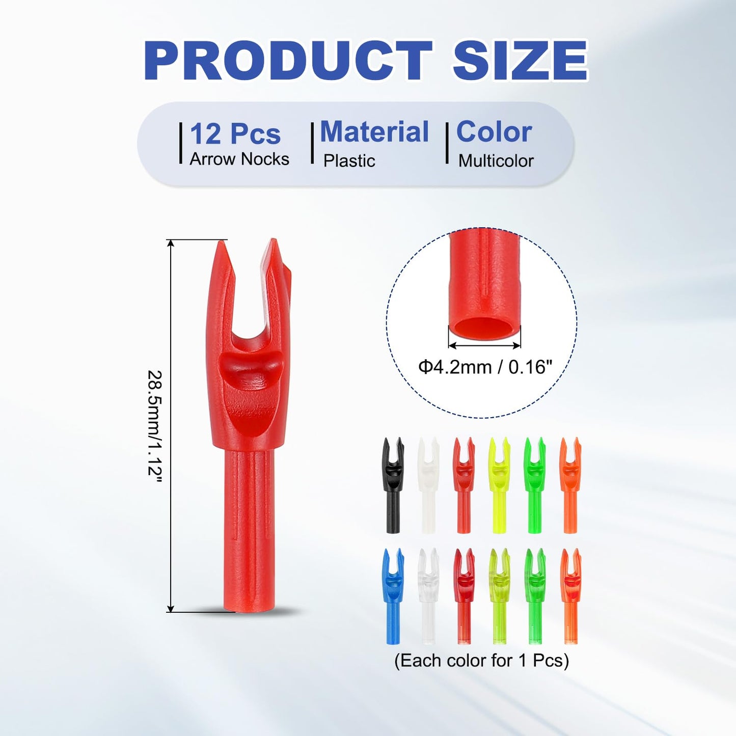 PATIKIL Archery Arrows Nocks 4.2mm, 12 Pack Plastic Insert Arrow Nock Replacement Arrow Tails for Hunting Shooting Compound Recurve Bow, Multicolor