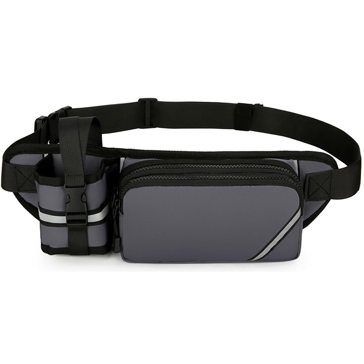 Jogging Waist Pack Bag For Men Women With Water Bottle Holder Adjustable Strap Waterproof Hiking Traveling Cycling Outdoor Waist Pack (Gery)