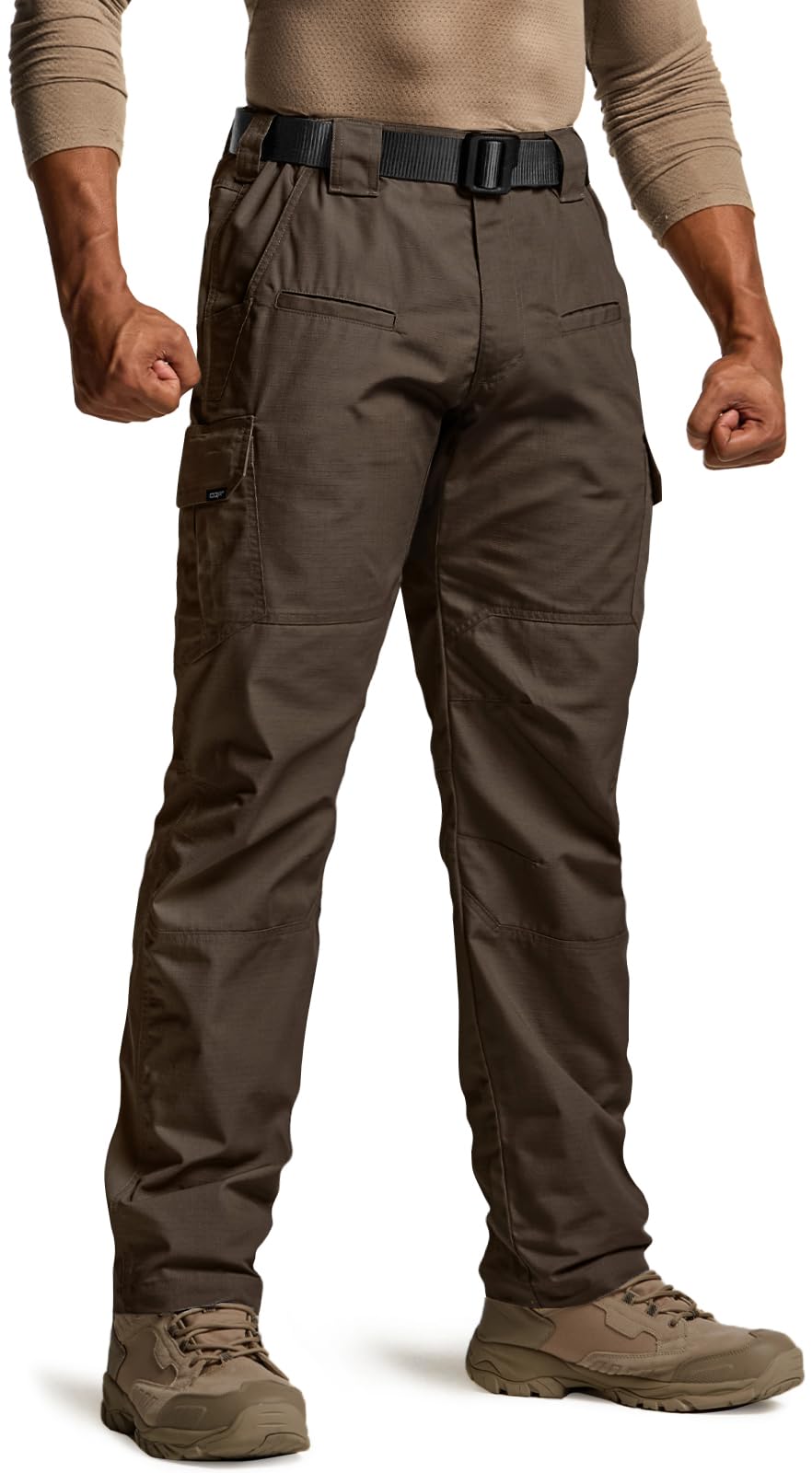 CQR Men's Tactical Pants, Water Resistant Ripstop Cargo Pants, Lightweight EDC Work Hiking Pants, Outdoor Apparel, Raider Dark Brown, 32W x 32L