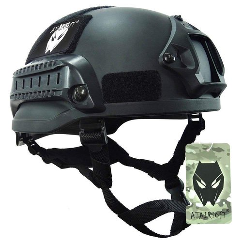 ATAIRSOFT Tactical Airsoft Paintball MICH 2002 Helmet with Side Rail & NVG Mount BK