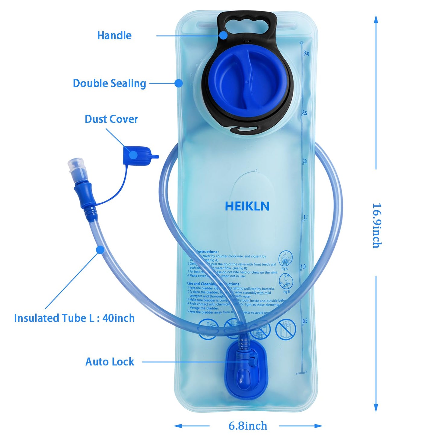 Hydration Bladder 3 Liter,Water Bladder Pack of 2,Water Storage Bag Reservoir Hydration Pack Replacement for Bicycling Hiking Camping Hunting Running