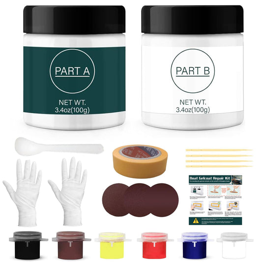 GDDP 200g Gel Coat Repair Kit for Boats, Repair Cracks Scratches Chips Holes Gaps, for Fiberglass, Porcelain, Acrylic