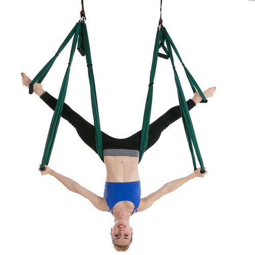 Aerial Yoga Swing Set Trapeze Hammock Kit Ultra Strong Anti-gravity Flying Sling Inversion Swing Tool Set for Air Yoga Inversion Fitness (Green)