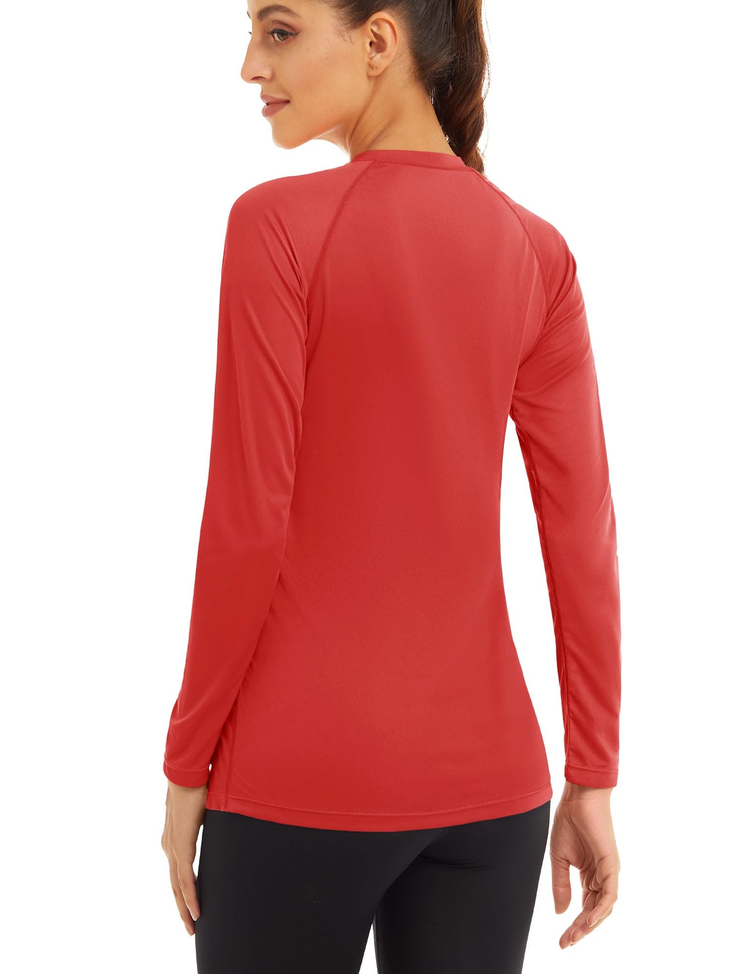 MAGCOMSEN Women's UPF 50+ Sun Protection Long Sleeve Quick Dry Running Shirts - Tomato Red