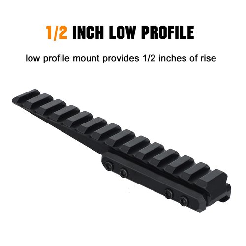 ohhunt Optic Riser 1/2 inch Height Picatinny Riser Low Profile Rail Riser 5.47 inch Length Red Dot Riser Mount Black