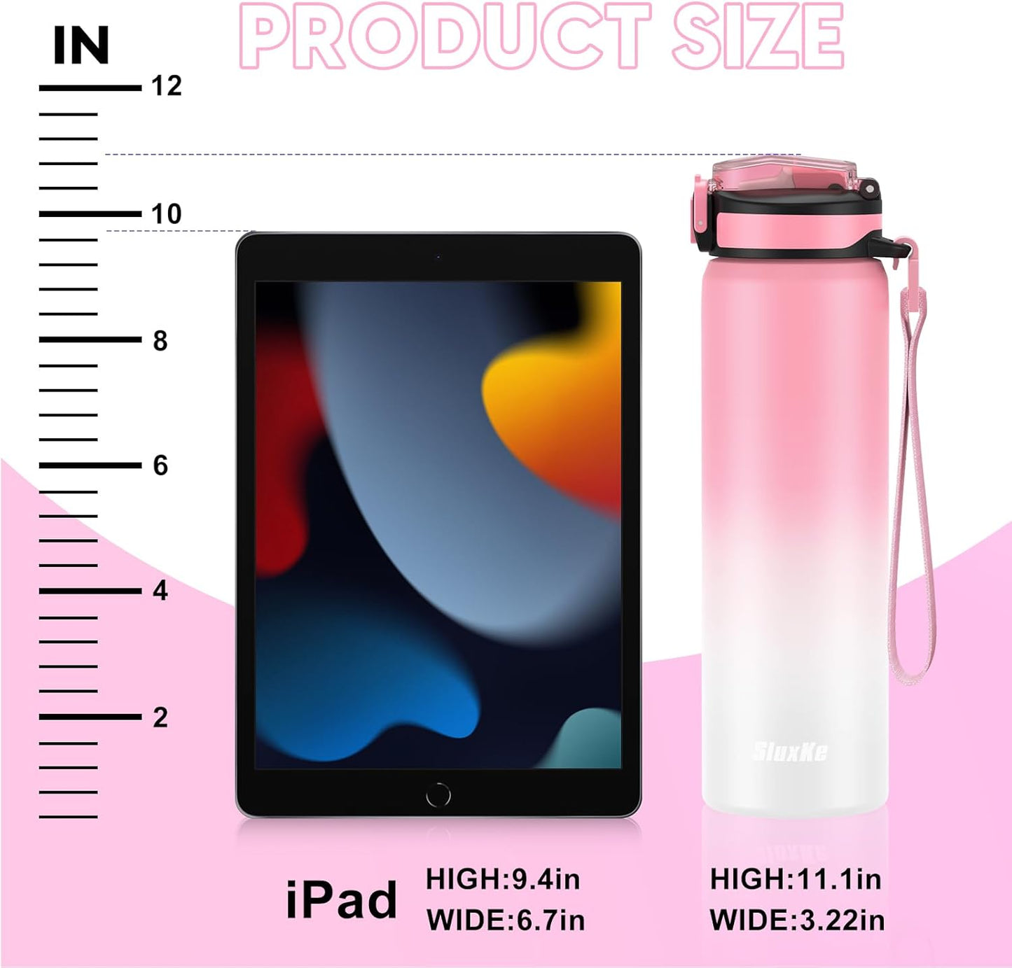 24oz Leakproof Vacuum Insulated Water Bottle, Ideal for Hot or Cold Drinks, Double wall Straw Drinking Bottle, BPA-Free, Prefect for Sport,School, Office, Fitness