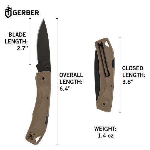 Gerber Gear LST Ultra - Lightweight EDC Knife - Survival Tactical Tool for Hiking, Camping & Outdoor - Compact Folding Pocket Knife - Stainless Steel Blade - Made in USA - Coyote Brown