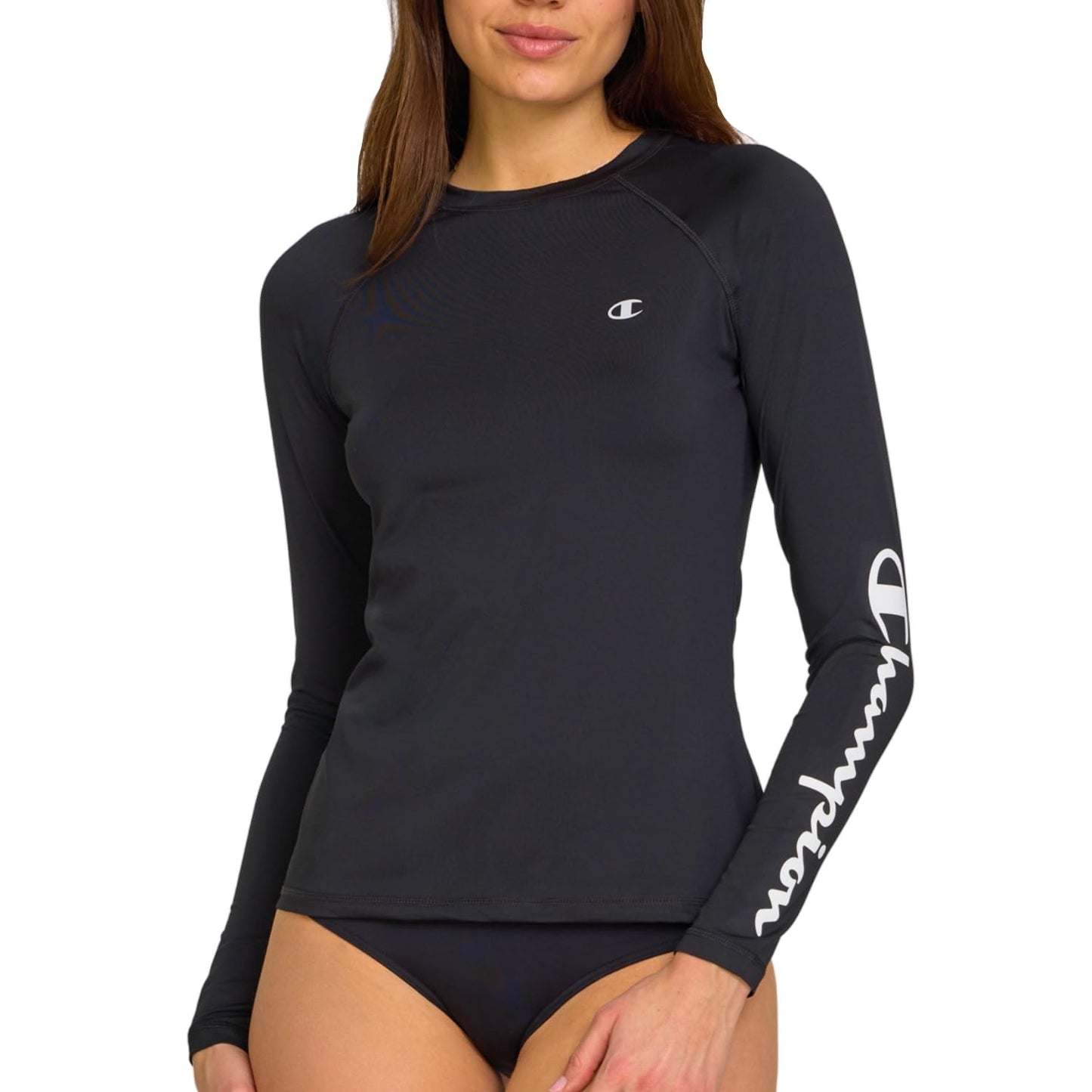 Champion Rash Guard for Women, Womens Rash Guard Long Sleeve Shirts, Rashguard Swim Shirt Women UPF 50+ SPF & UV Protection Black