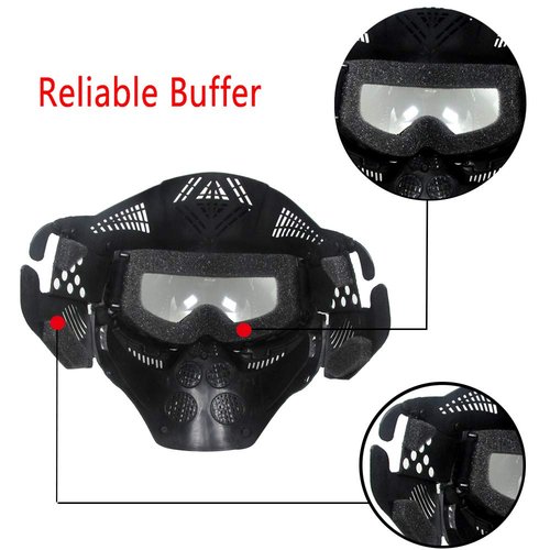 Tactical Mask Airsoft Masks, for Airsoft BB Hunting, CS Game Full Face Tactical Gear, Impact Resistant with Goggles, Motocross Skiing Outdoor Activities