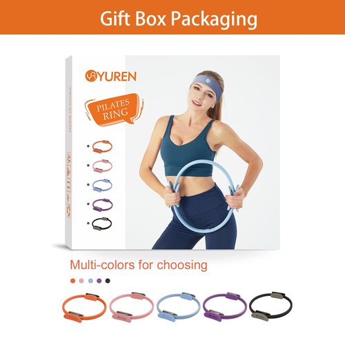 RYTMAT Pilates Ring 14.7 Inch Magic Fitness Circle Durable TPE Padded Handles Exercise Equipment for Toning Strengthening Thigh Abs, Legs and Arms (Blue)