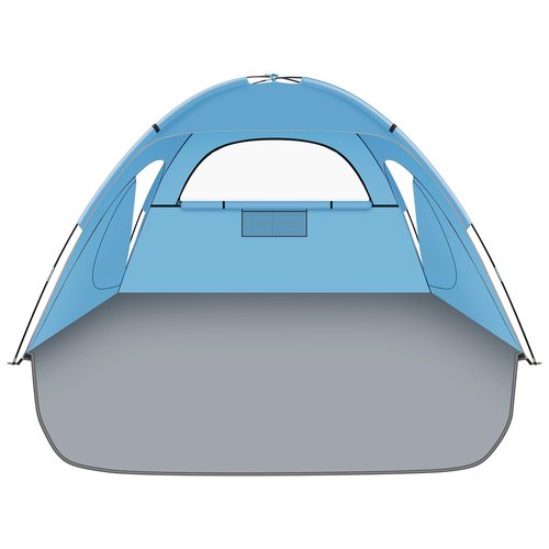 Hoeada Beach Tent Sun Shelter, Beach Shade Tent with UPF 50+ UV Protection for 2-3 Person, Portable & Easy Setup Cabana, 3 Roll Up Doors & 8mm Fiberglass Rods, Carry Bag Included