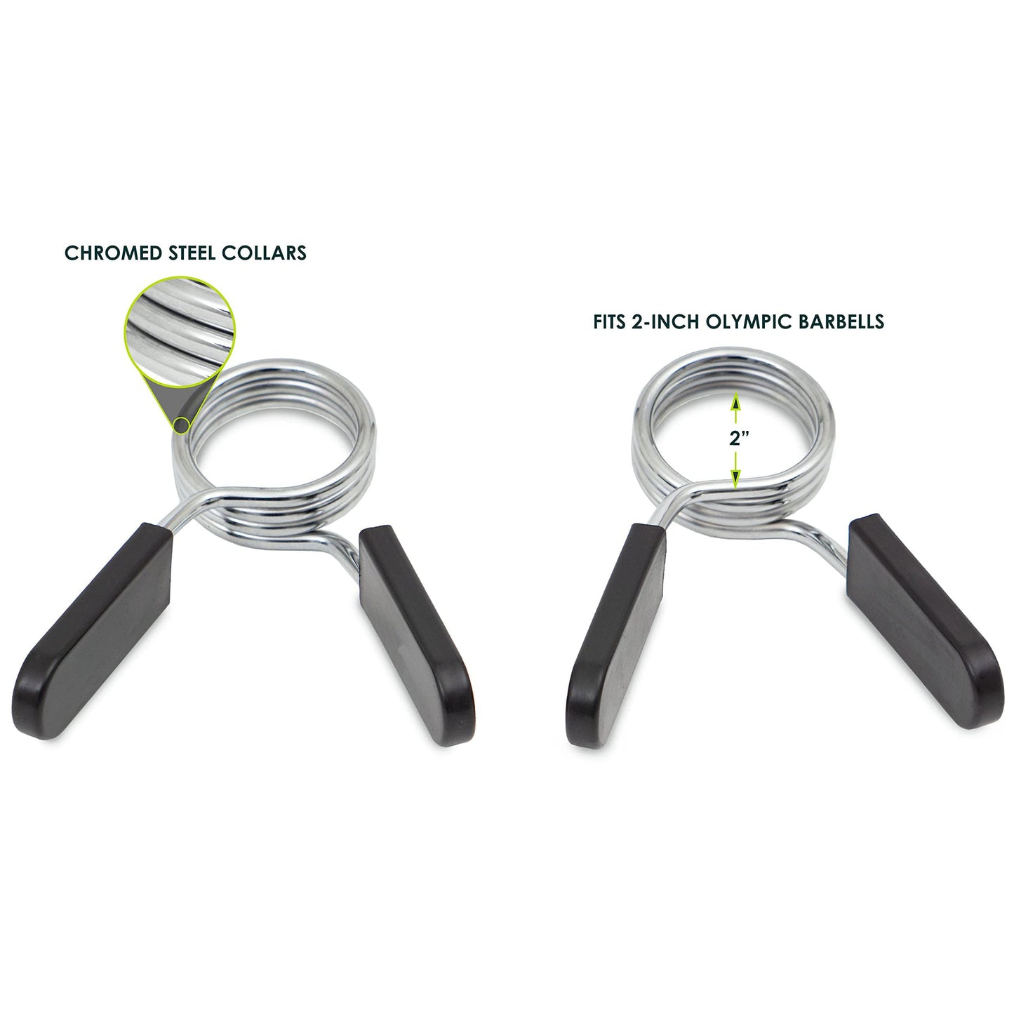 Black 2 Inch Barbell Clamps, Stainless Steel Spring Collar Clips Weight Bar Clamps Dumbbell Barbell Handle Locking Clip for Weightlifting Strength Gym Fitness Training Accessories