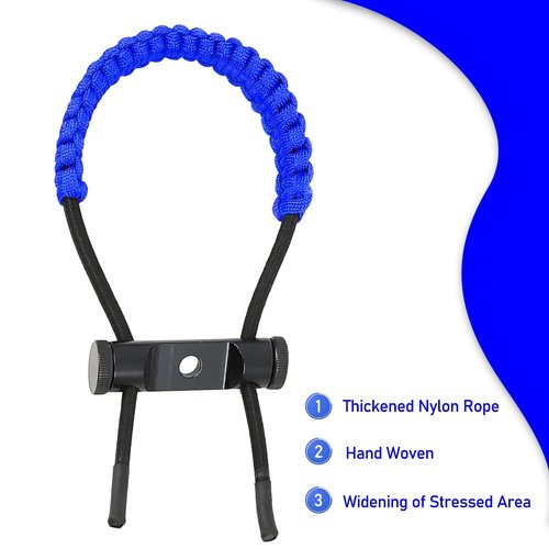 Archery Bow Wrist Sling, 550 Paracord Strap for Compound Bow & Recurve (Blue)