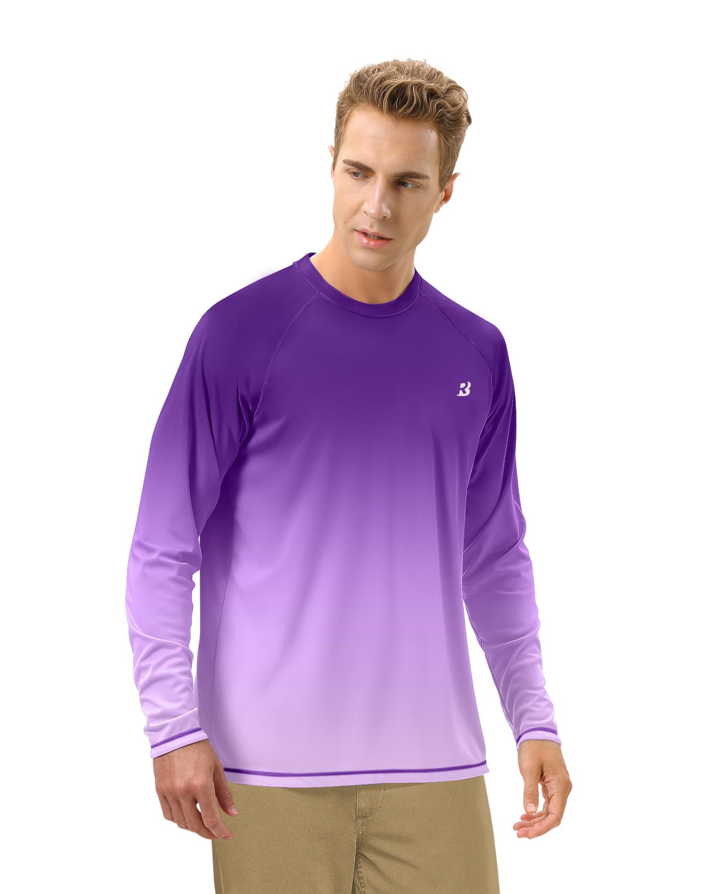 Roadbox Mens UPF 50+ Long Sleeve SPF Diving Rash Guard UV Sun Protection Shirts for Outdoor Fishing Hiking Swimming Running