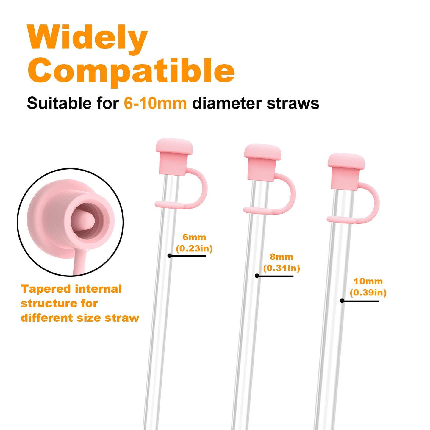 Alwenid 6PCS Straw Cover Cap for Stanley, Simple Modern, Yeti, Owala, Hydro Flask, Reduce, and All Brands 6 to 10mm Tumbler Straw, Dishwasher Safe, BPA Free and Dust Proof