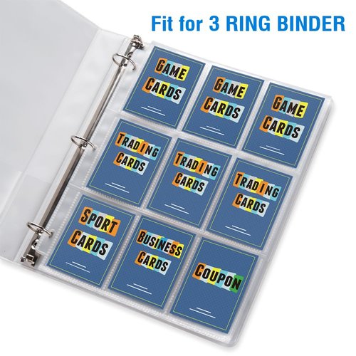 36 Pack 9 Pocket Page Protectors, Sooez Trading Card Sleeves for 3 Ring Binder, Baseball Cards Holder, Protective Pages Sheets for Binders Album, Fit for YuGiOh, MTG, Game, Business & Sports Cards