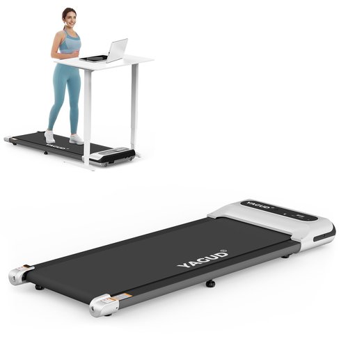 Yagud Under Desk Treadmill, Walking Pad for Home and Office, 2.5 HP Portable Walking Jogging Running Machine with Remote Control and LED Display, Silver