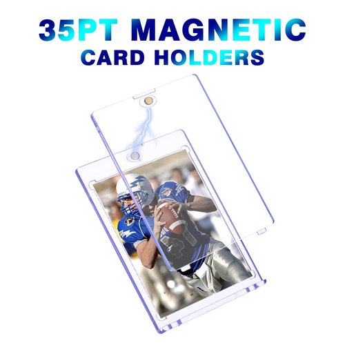 60ct Magnetic Card Holder - 35pt One Touch Card Holder for Sports Cards, Hard Plastic Card Protectors with UV Protection, Card Holders for Standard Trading & Baseball Cards