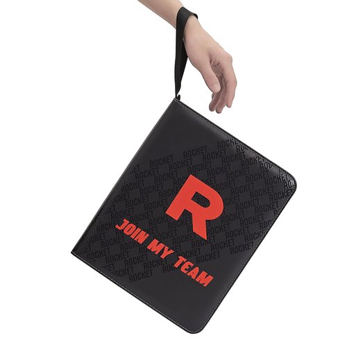 Trading Card Binder 9-Pocket with Handle, Red and Black, Join My Team Design 900 Pockets (Black, 900)