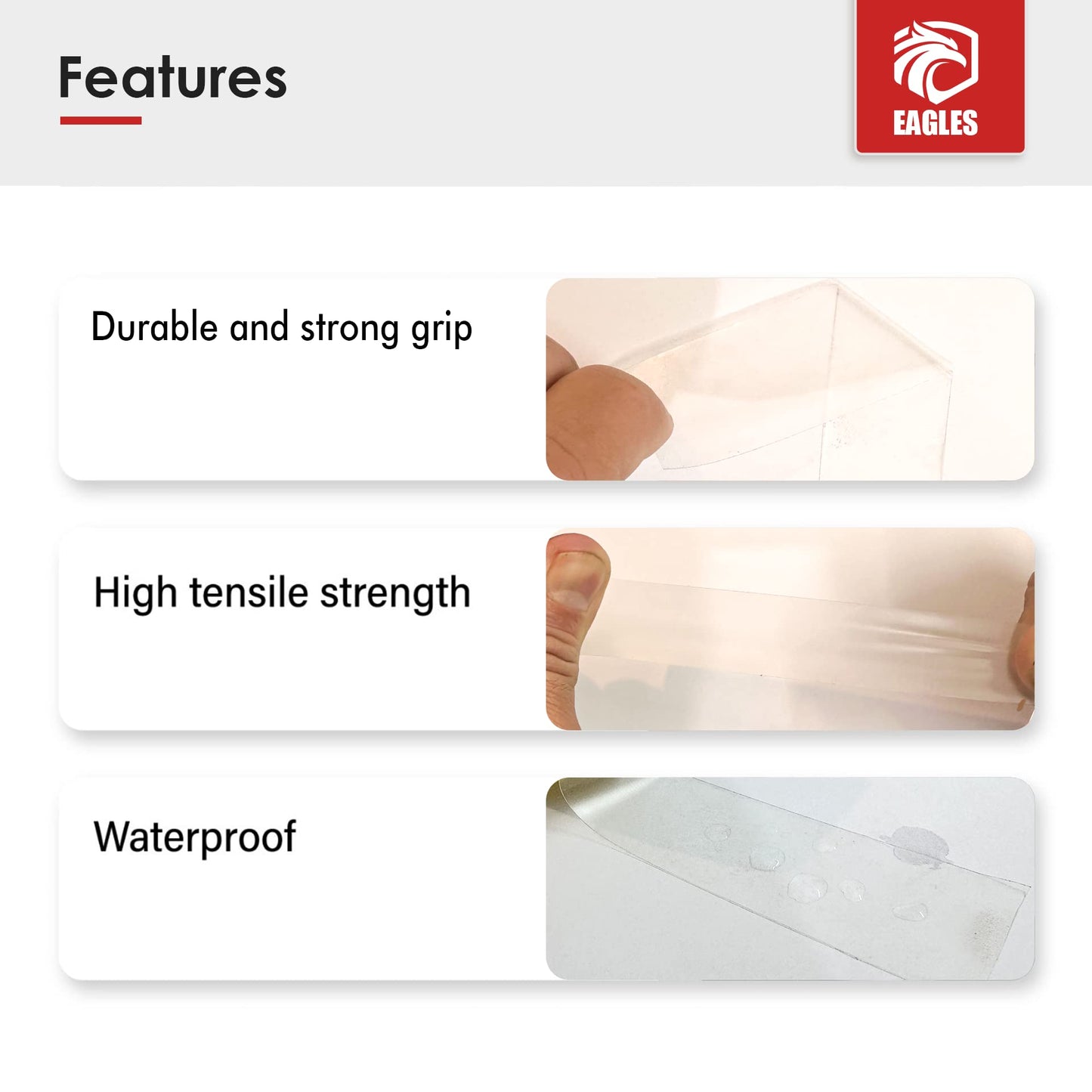 EAGLES Bulk Hockey Tape 1 or 6 Pack Black, White or Clear Multipurpose Tape Roll - Strong Adhesive - Durable Cloth or PVC Tape - Hokey Sports Gifts, Accessories, Equipment, Gear