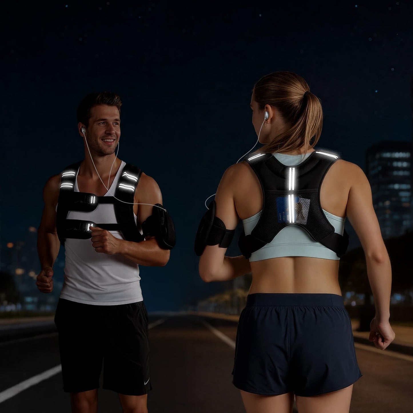 VEVOR Weighted Vest, 20 lbs Weight Vest with Reflective Stripe, Adjustable Buckle Body Weight Vest for Men Women, Workout Equipment for Strength Training, Running, Jogging, Fitness, and Weight Loss