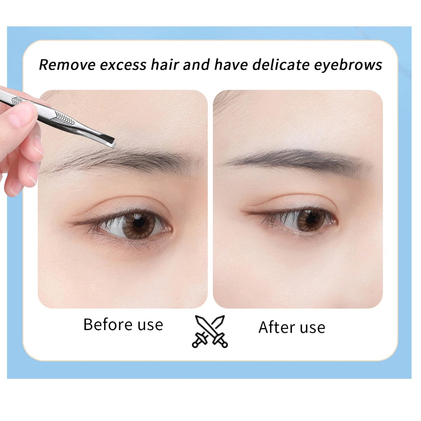 2Pcs Stainless Steel Tweezers for Women Facial Hair