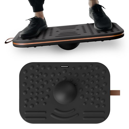 ERGO COLLECT 360-Degree Wobble Balance Board for Adults - 2-in-1 Dual-Sided Anti-Fatigue Mat & Stability Trainer for Standing Desk, Home Gym or Office - Premium PU Leather & Solid Wood