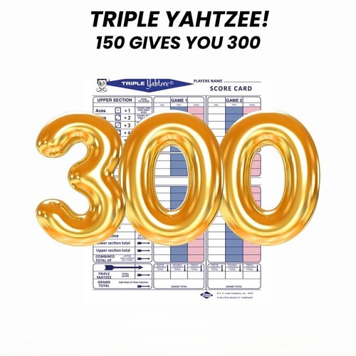 300 Premium Large Double Sided Triple Score Sheets Cards Pads for Yahtzee Game